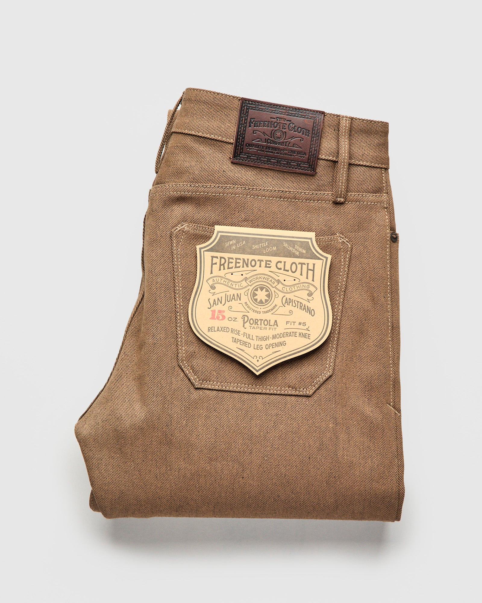 "Portola" 15oz Brown Selvedge Denim - Tapered Fit - 2