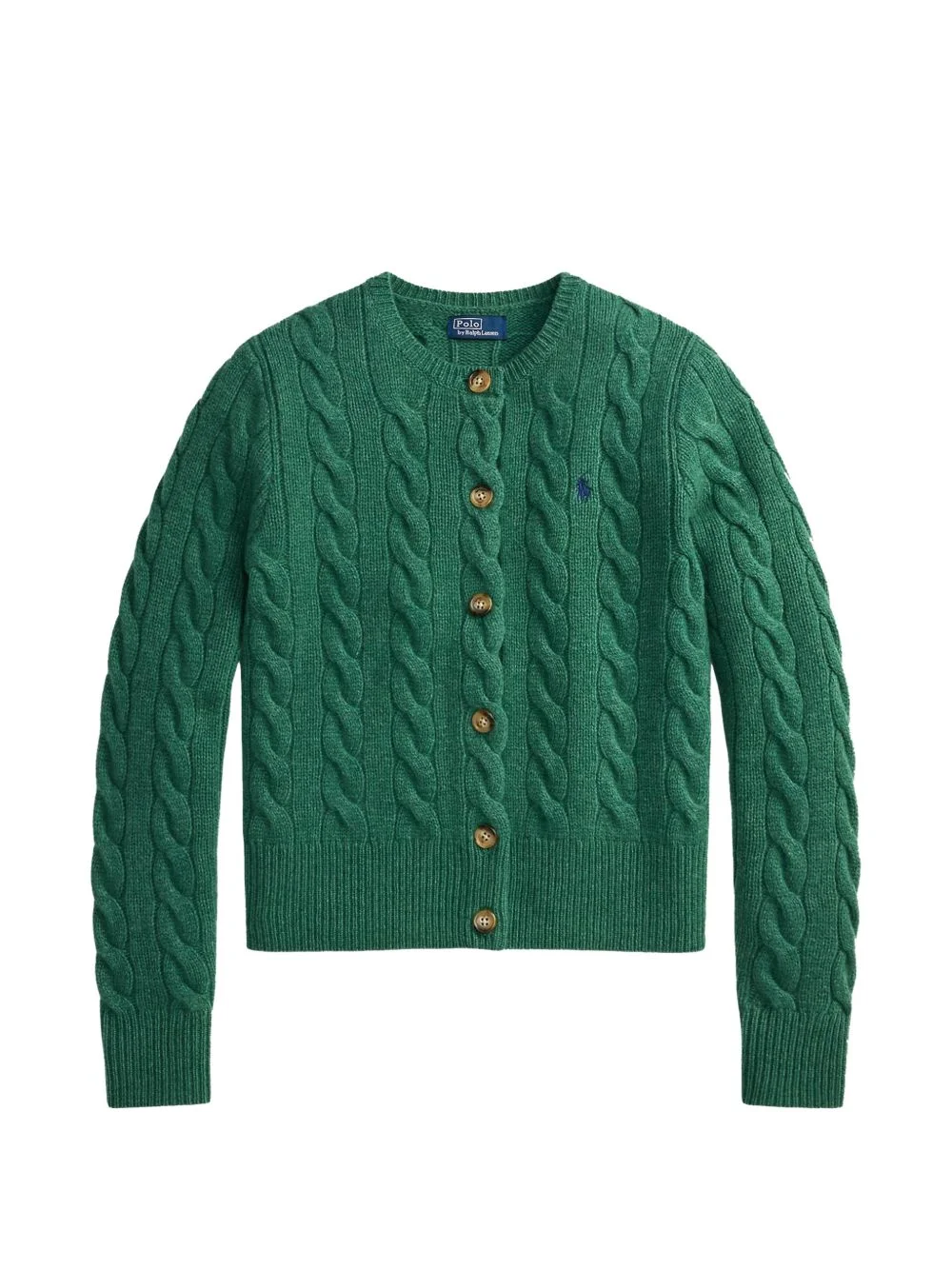 cable-knit embroidered-logo cardigan - 1