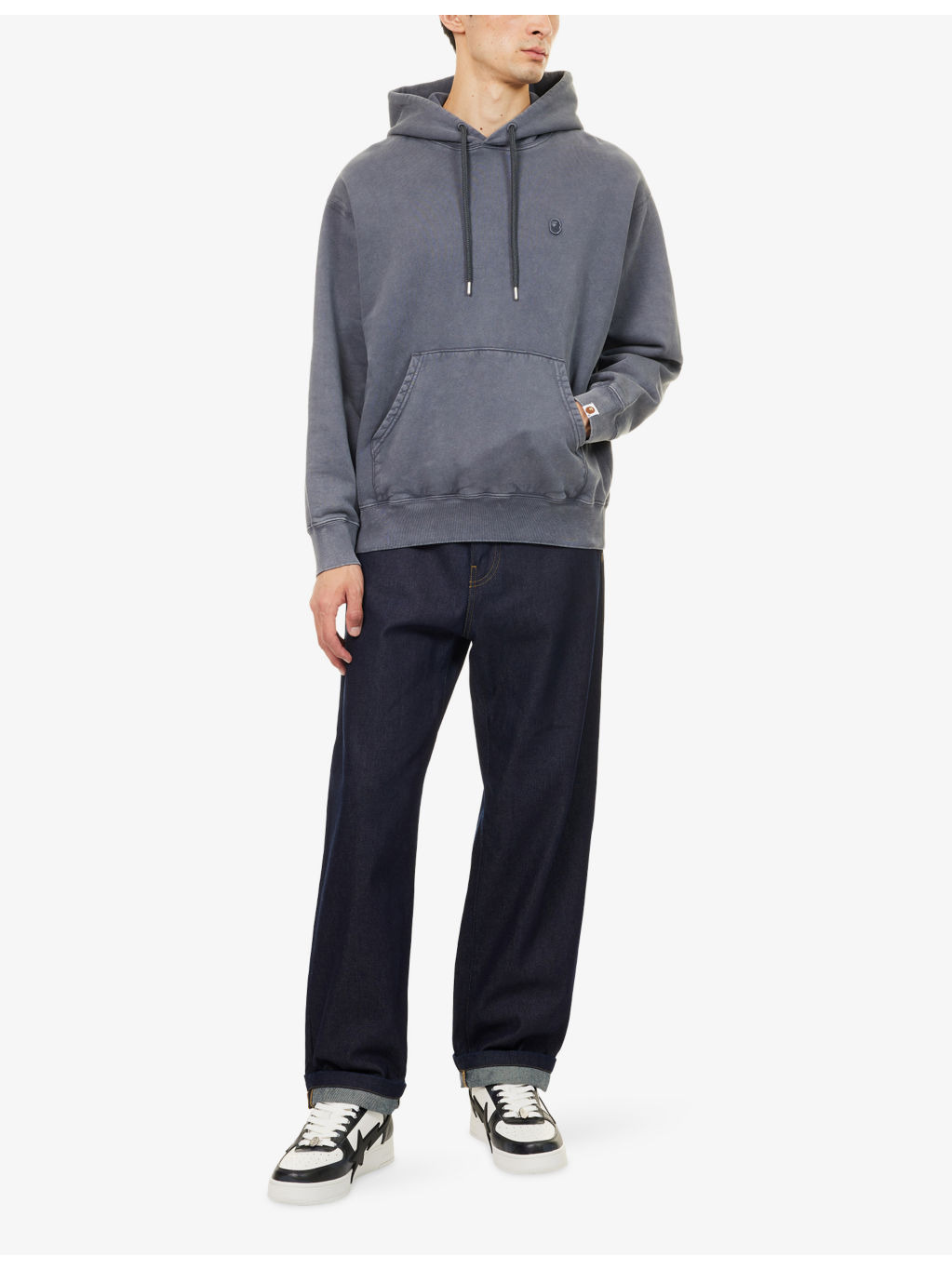 One Point Logo-Patch Cotton Hoody - 2