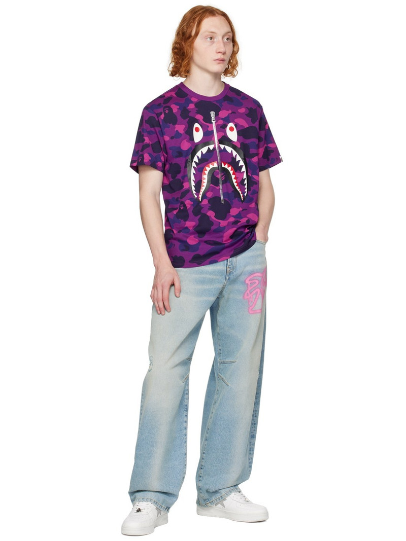 A BATHING APE® Purple Color Camo Shark T-Shirt outlook