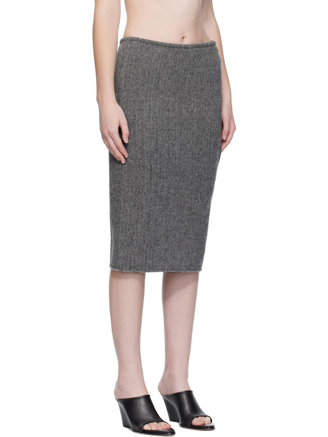 Gray Twisted Midi Skirt - 2