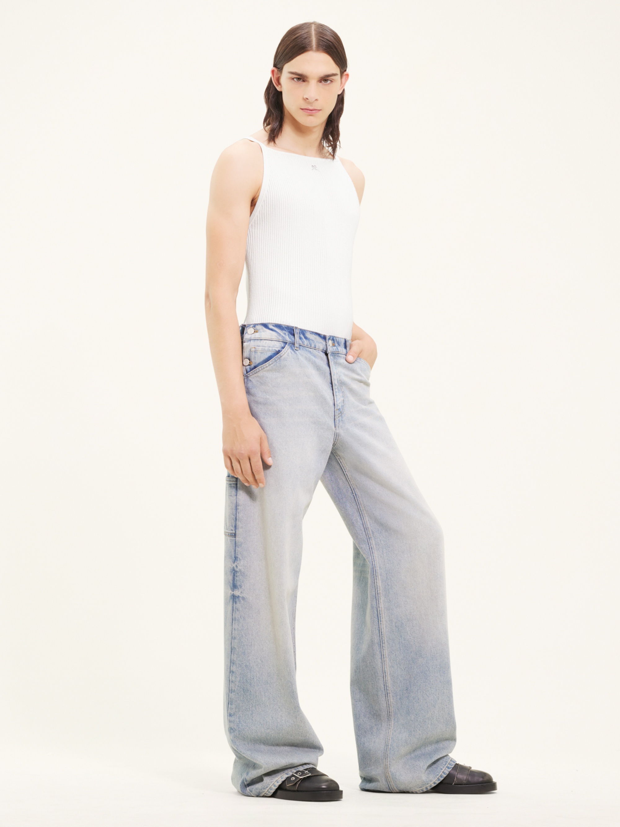 SAILOR BLUE DENIM BAGGY PANTS - 3