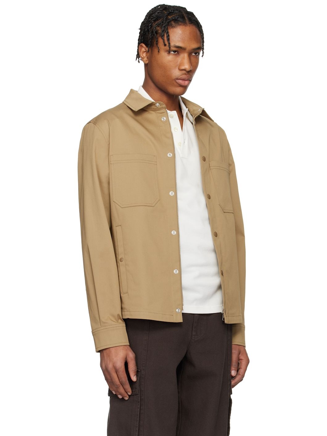 Beige Cotton Gabardine Overshirt - 2