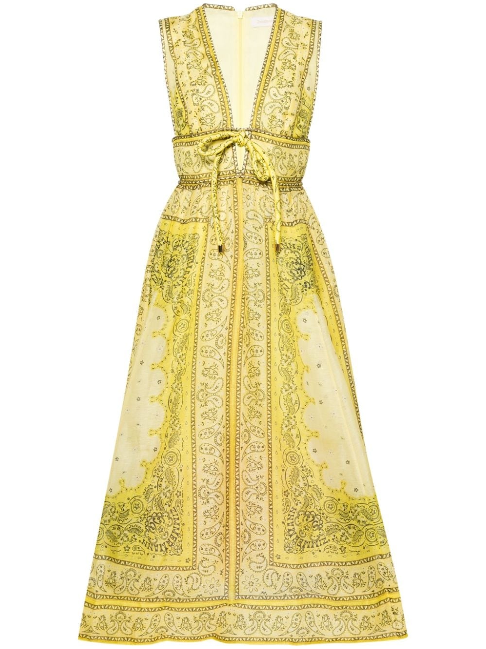 bandana-print linen-blend dress - 1