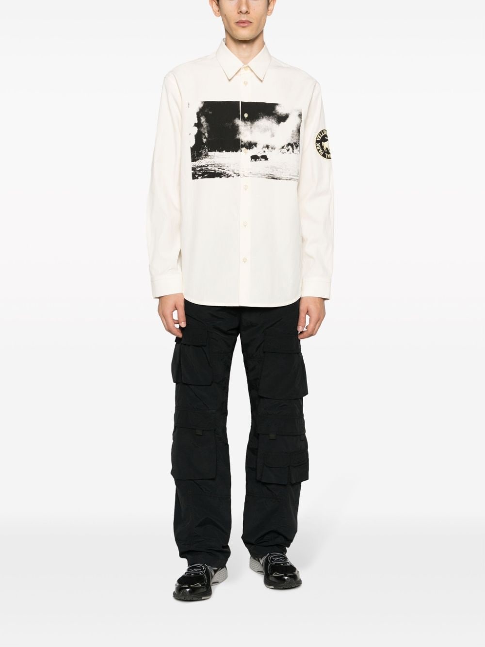 graphic-print long-sleeve cotton shirt - 2