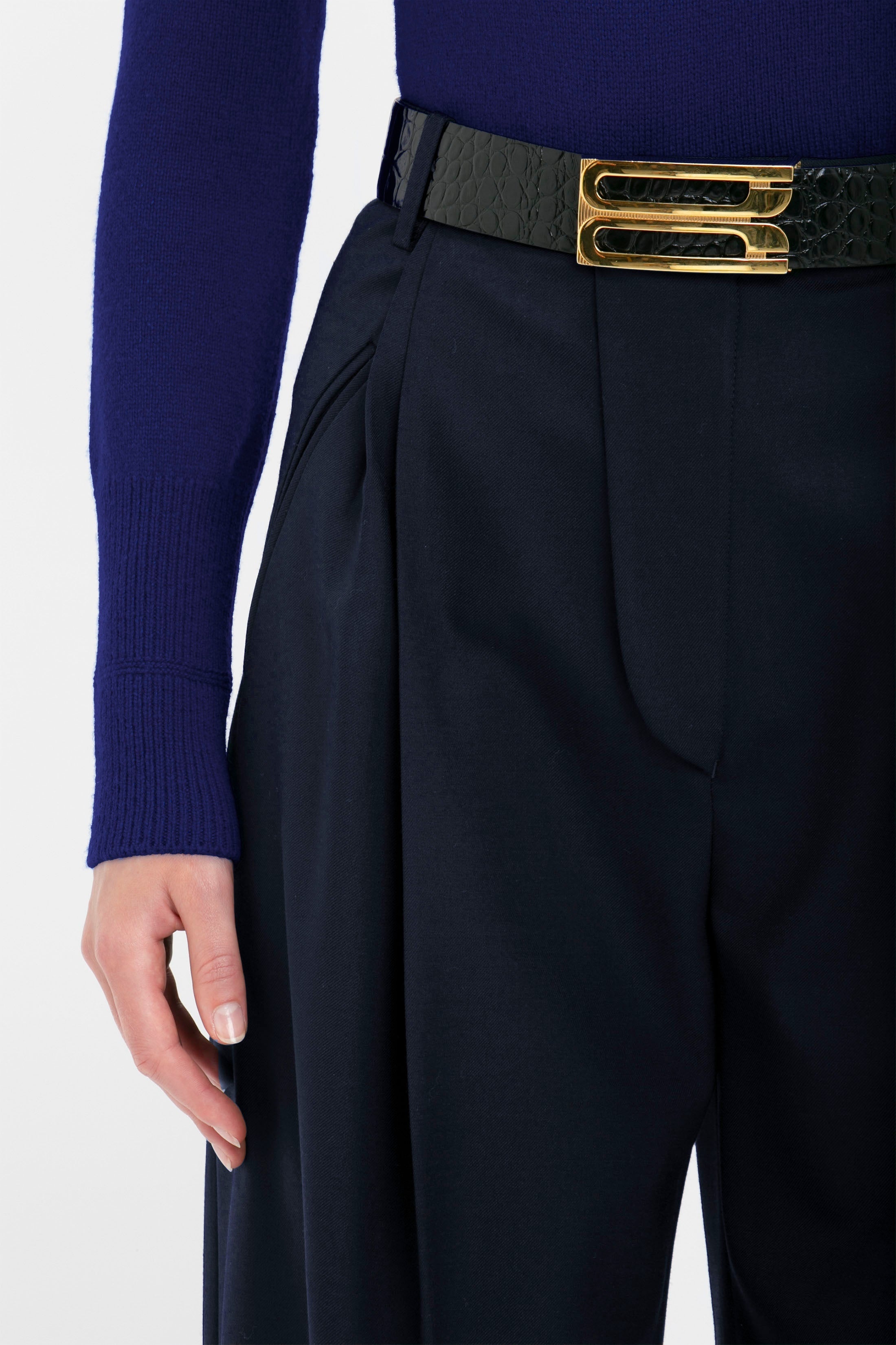 Polo Neck Jumper In Navy - 6