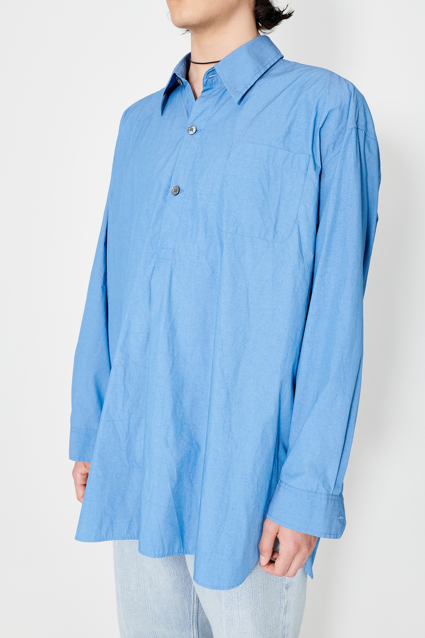 Our Legacy Popover Shirt Antique Blue Parachute Poplin | REVERSIBLE