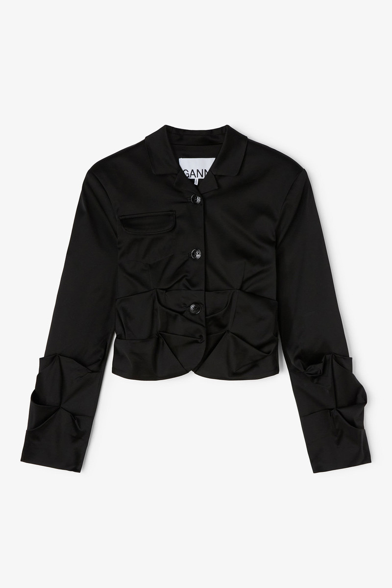 BLACK DRAPED BLAZER 1