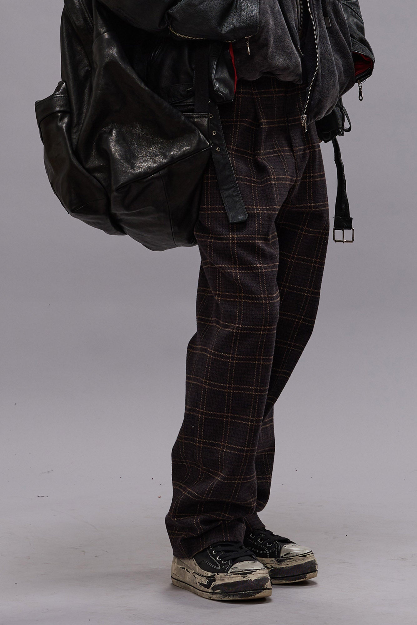 RELAXED TROUSER - DARK BROWN PLAID - R13 - 2