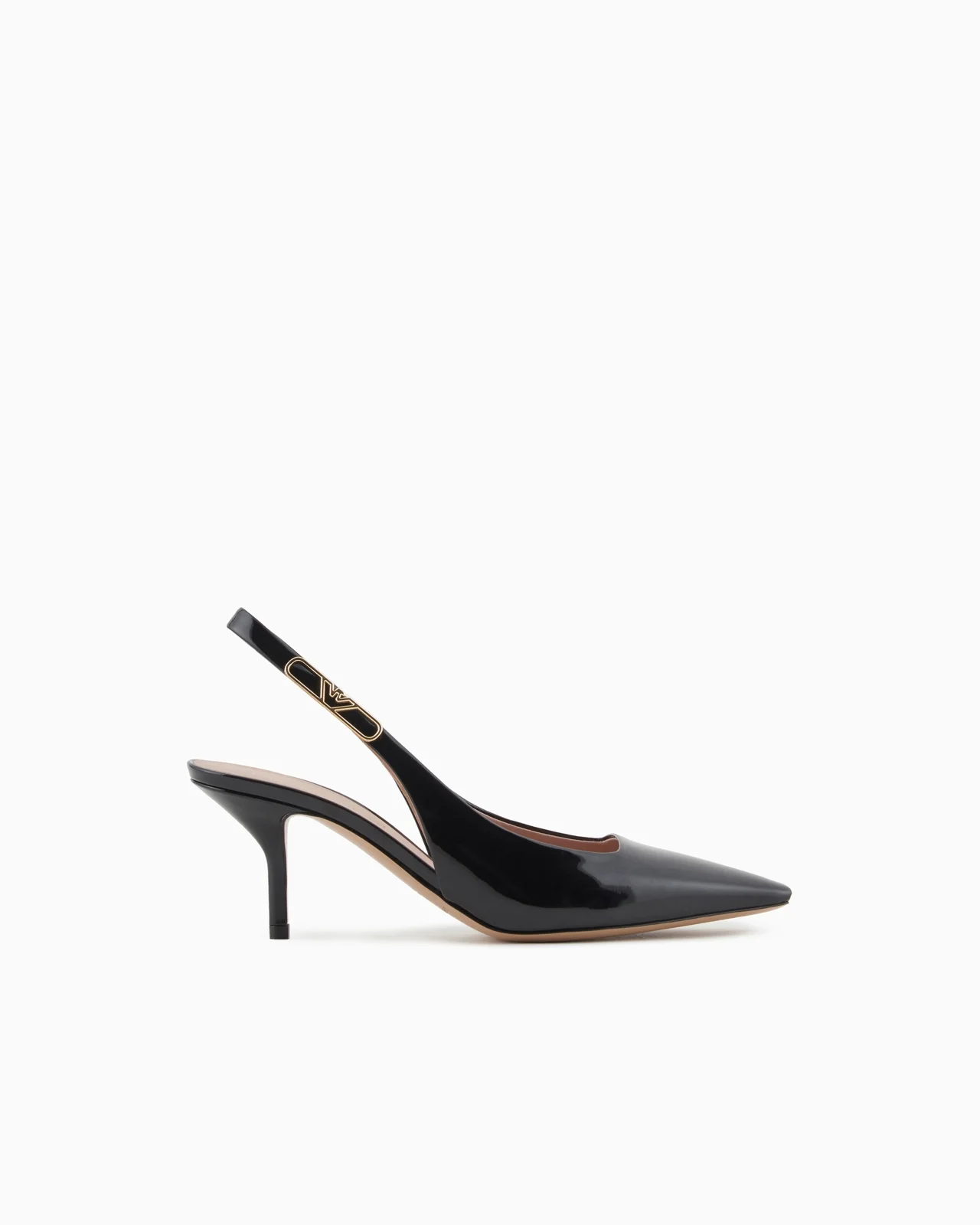 Patent-leather slingback court shoes with eagle plate - 1