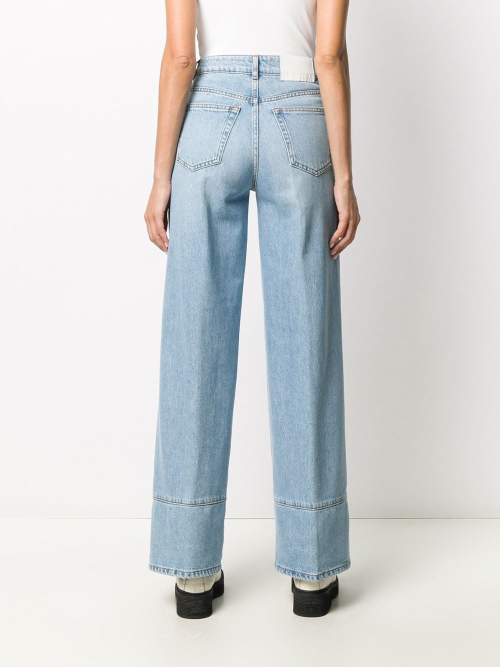 embroidered logo wide-leg jeans - 4