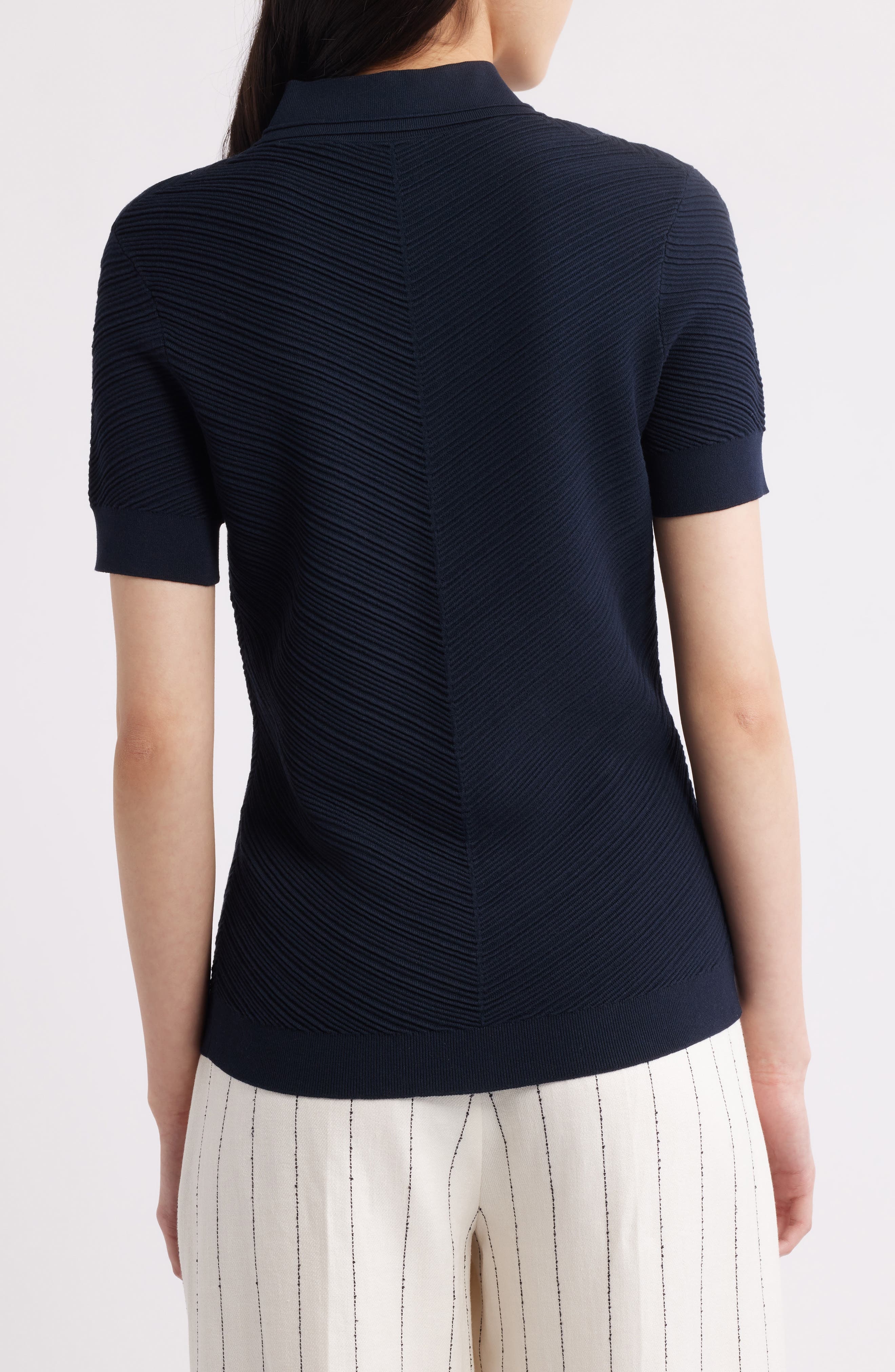 BOSS Fointa Chevron Rib Polo in Sky Captain at Nordstrom - 2