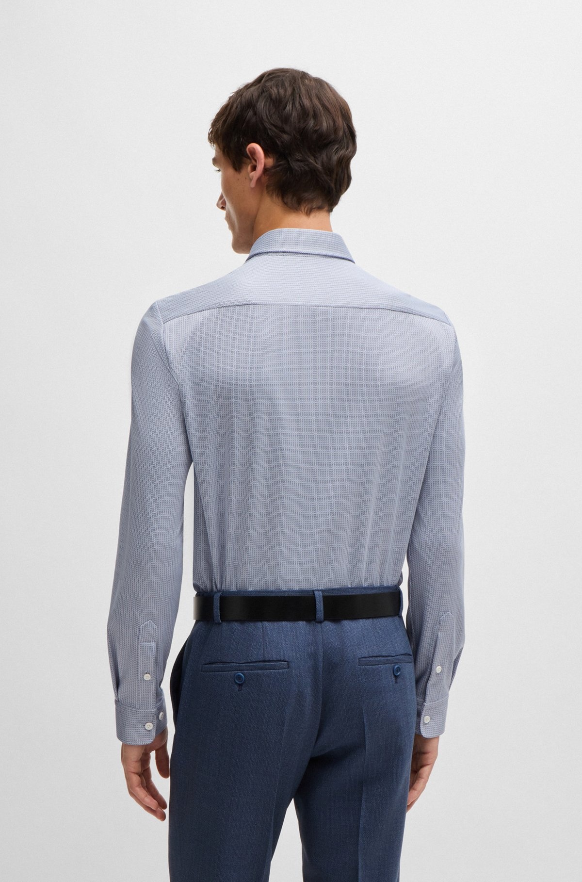 SLIM-FIT SHIRT IN PATTERNED PERFORMANCE FABRIC - 5