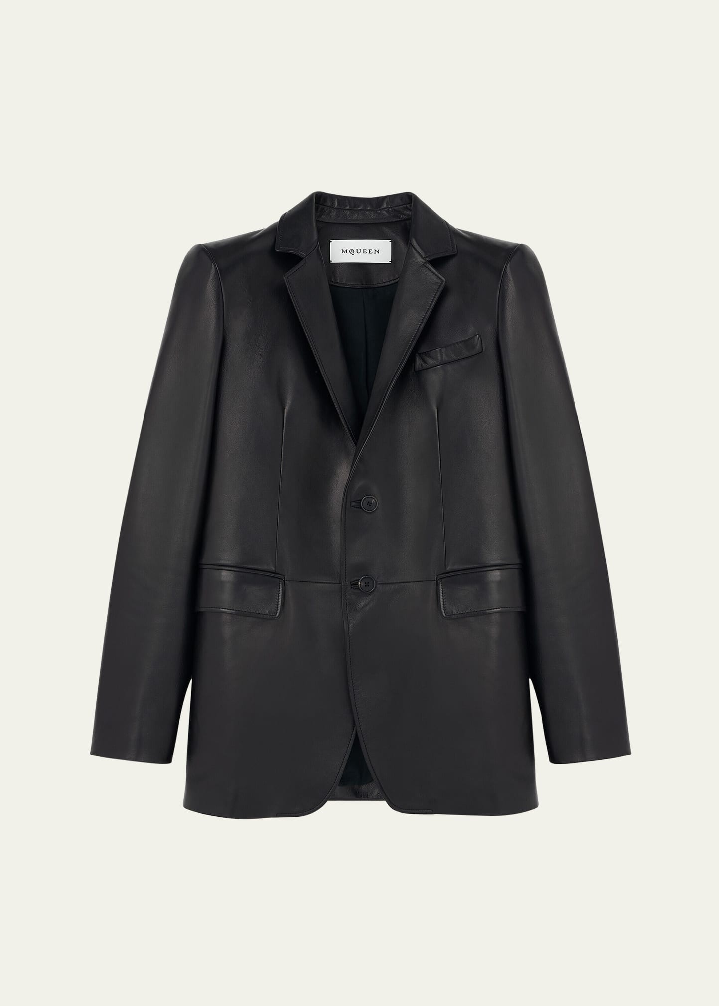 Men's Leather Two-Button Blazer - 1