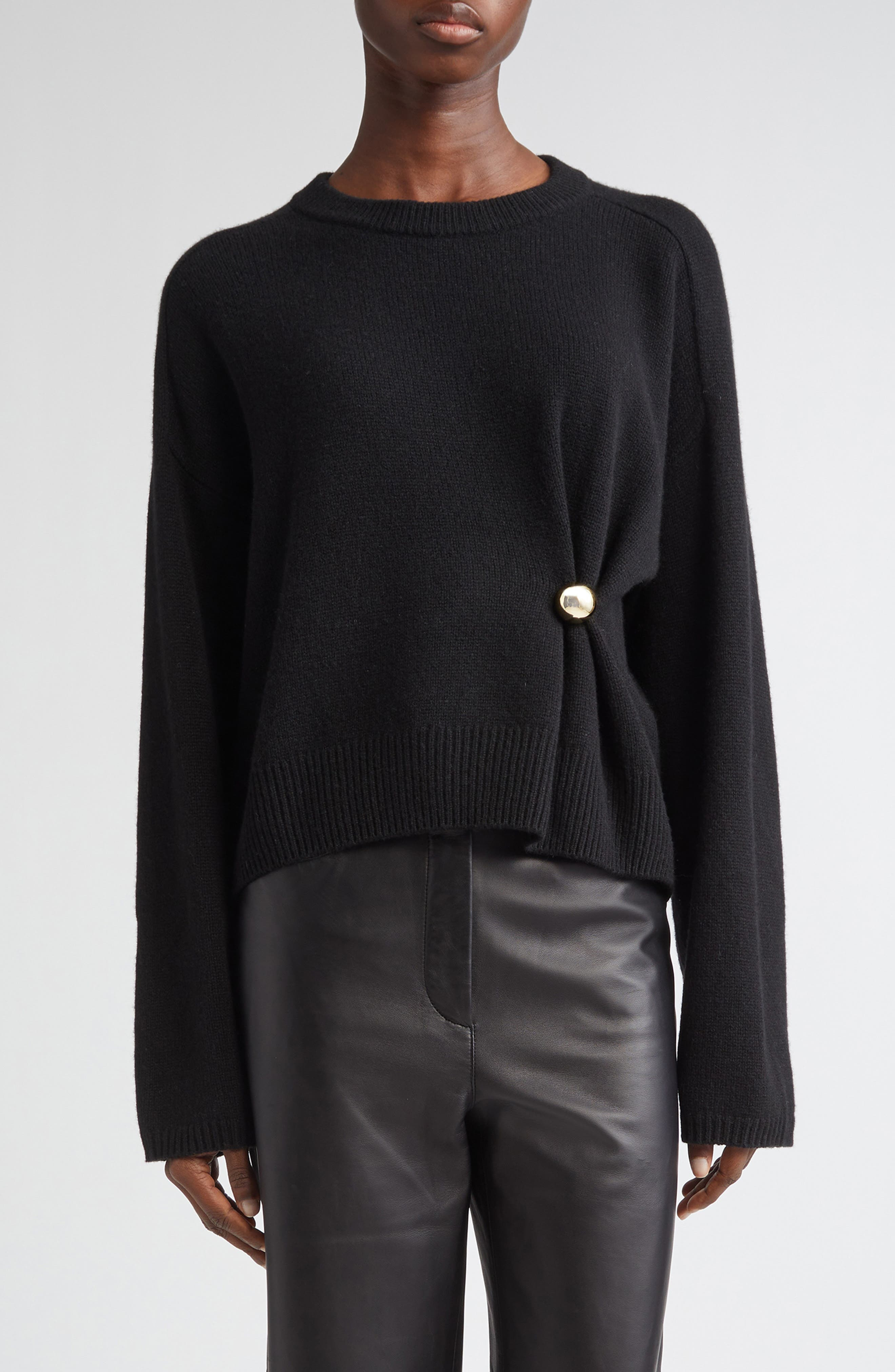 LOULOU DE SAISON Bill Draped Cashmere Sweater in Black at Nordstrom - 1