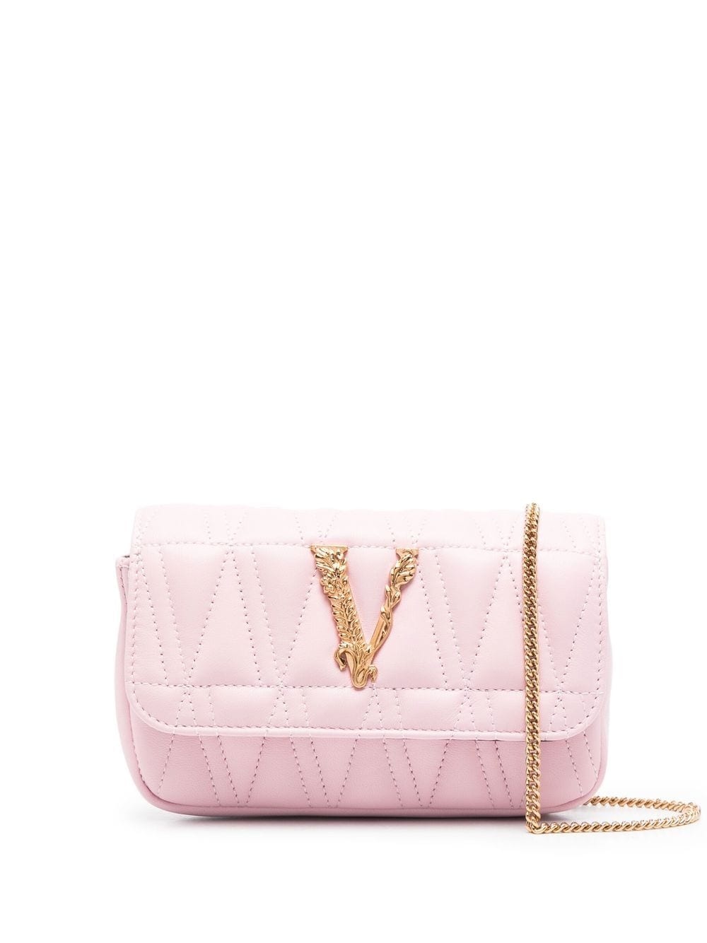 quilted chain-link crossbody bag - 1