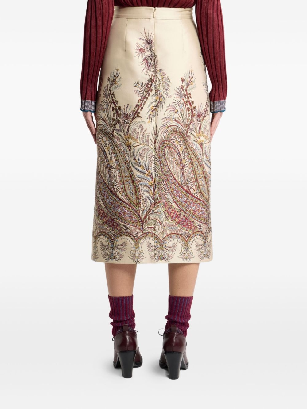 paisley jacquard midi skirt - 4