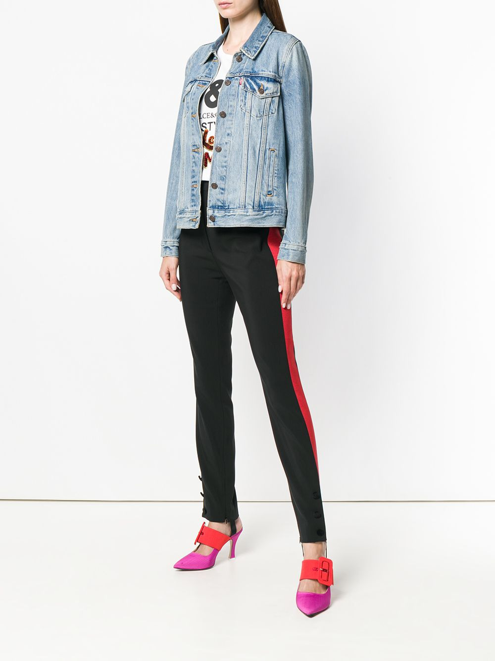 tuxedo stripe fox trim trousers - 2