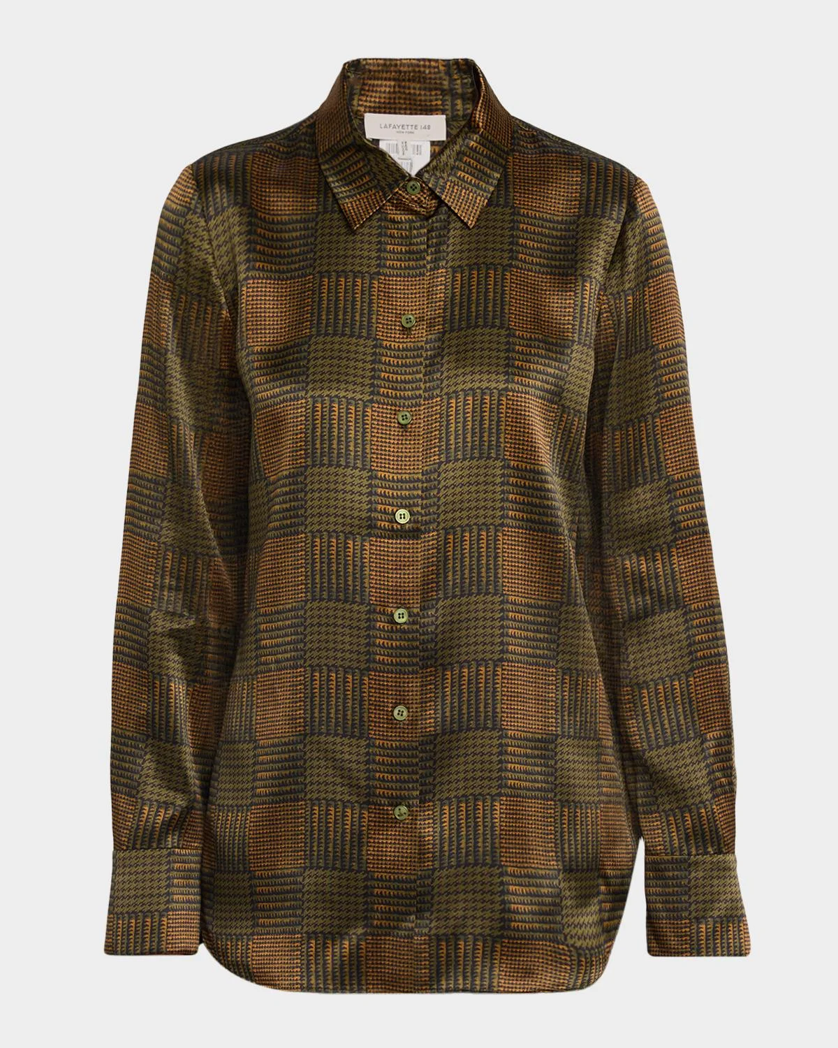 Scottie Glen Check-Print Silk Blouse - 1
