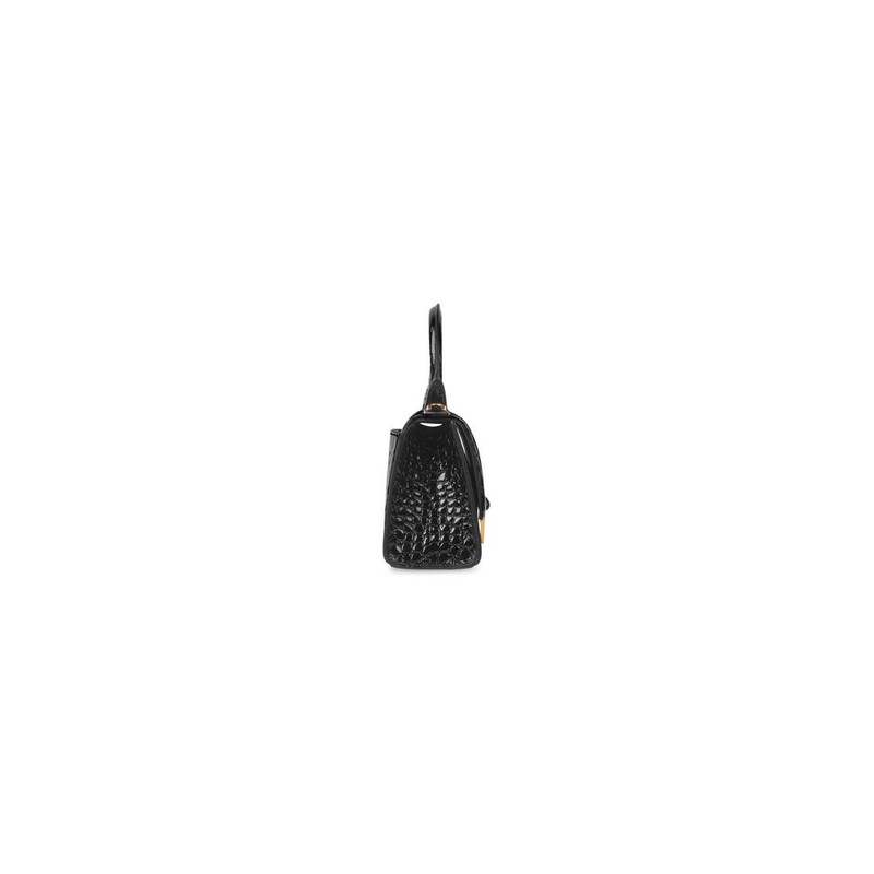 BALENCIAGA Women's Hourglass Xs Handbag Crocodile Embossed in Black outlook
