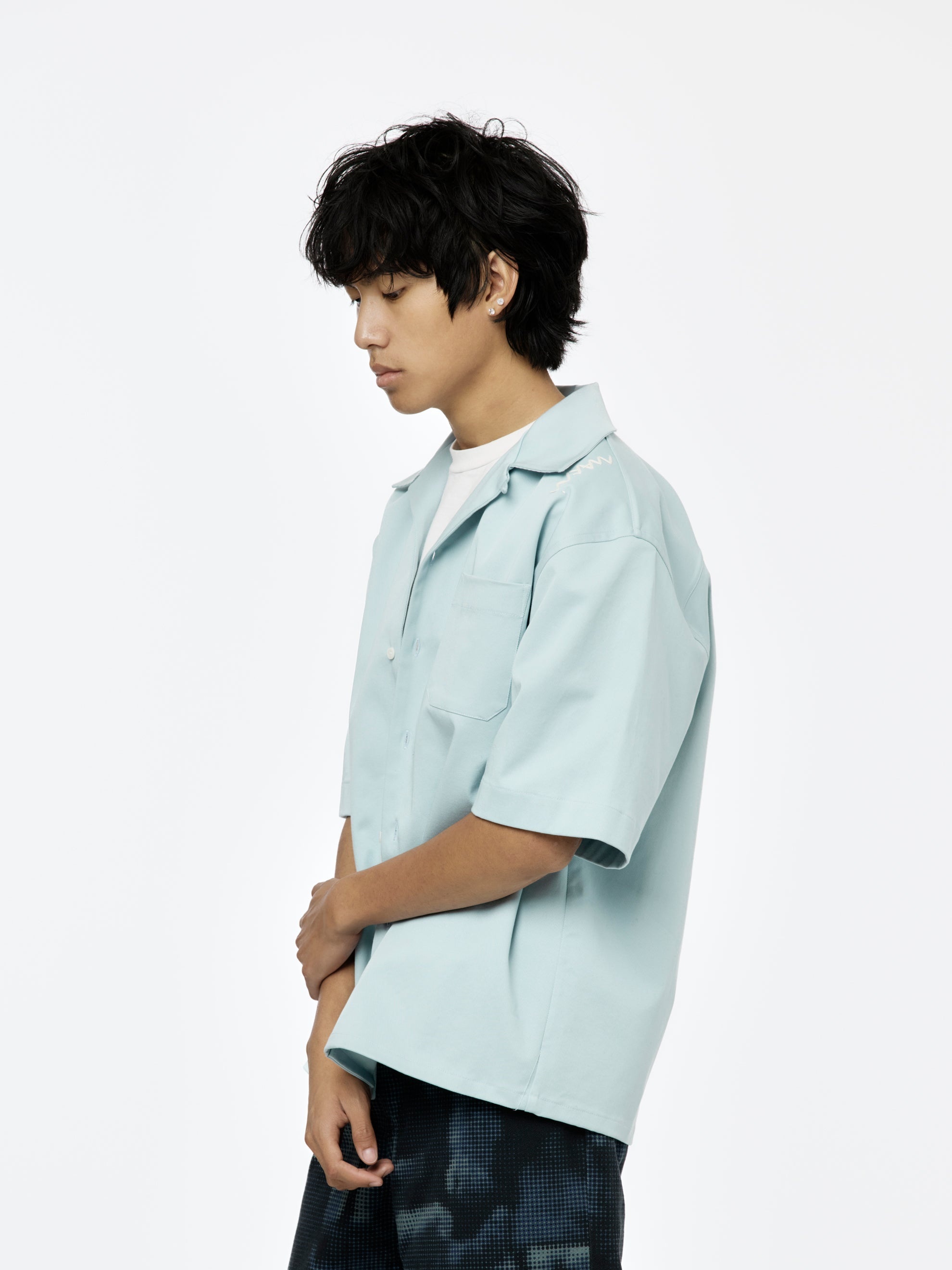 SHORT SLEEVE BOWLING SHIRT (LEADEN BLUE) - 2