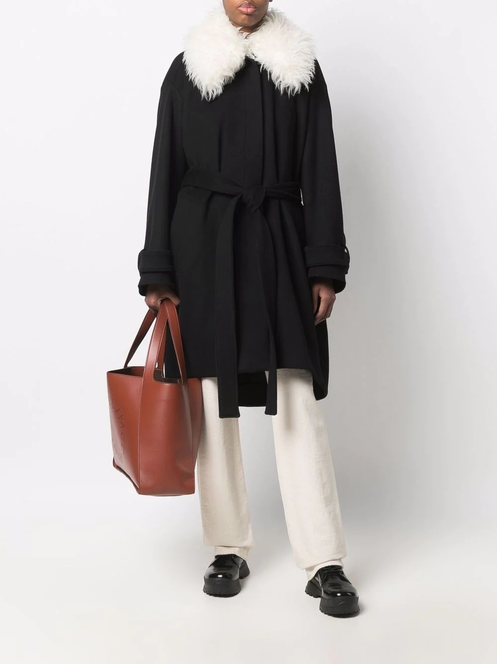 faux fur collar coat - 2