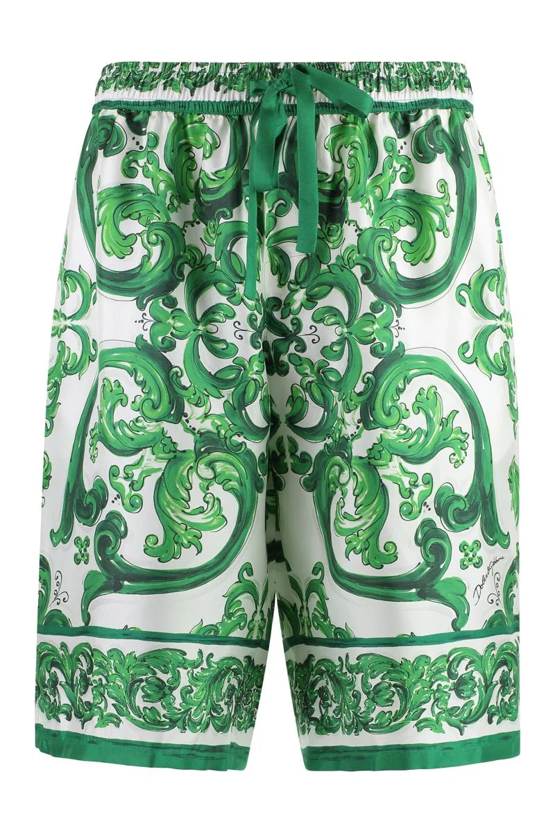 Dolce & Gabbana Printed Silk Bermuda Shorts - 1