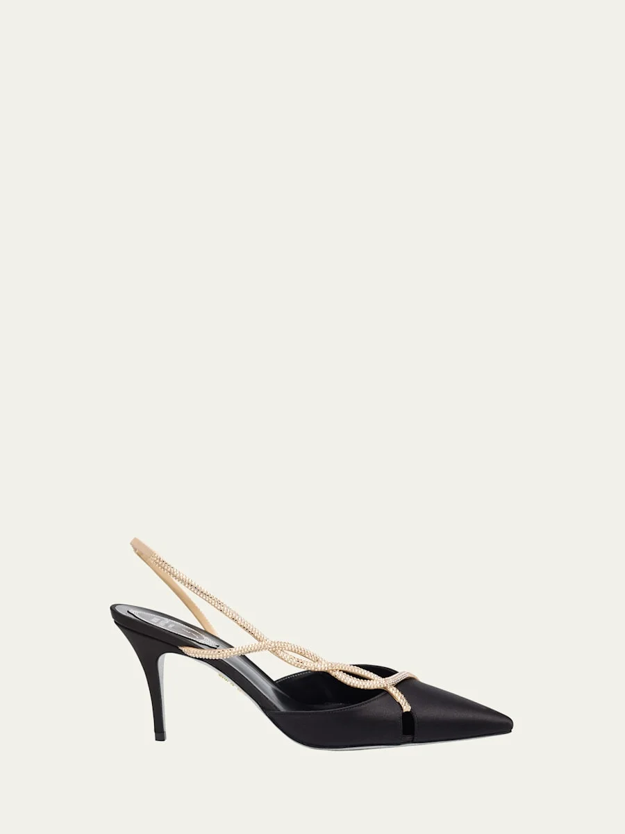 80mm Embellished Braided Satin Pumps - 1