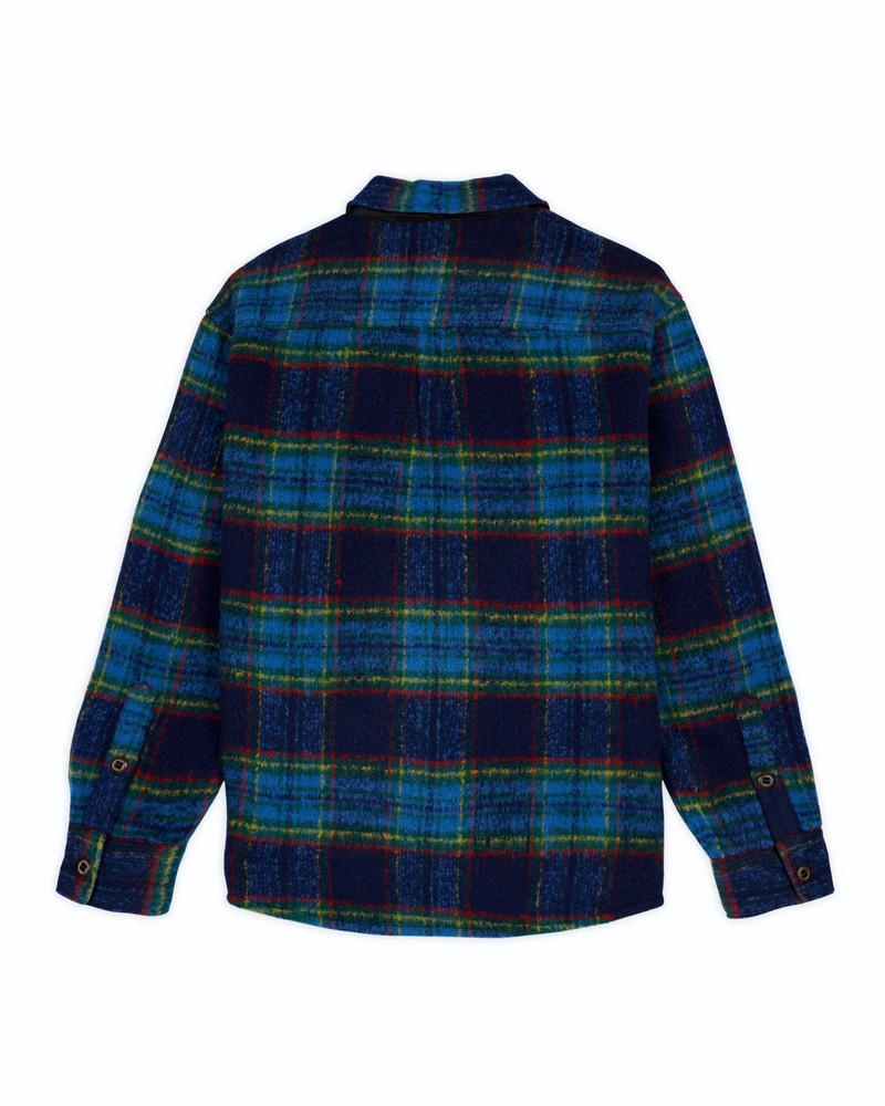 BRAIN DEAD Brushed Rancher Flannel Shirt Jacket - Navy outlook