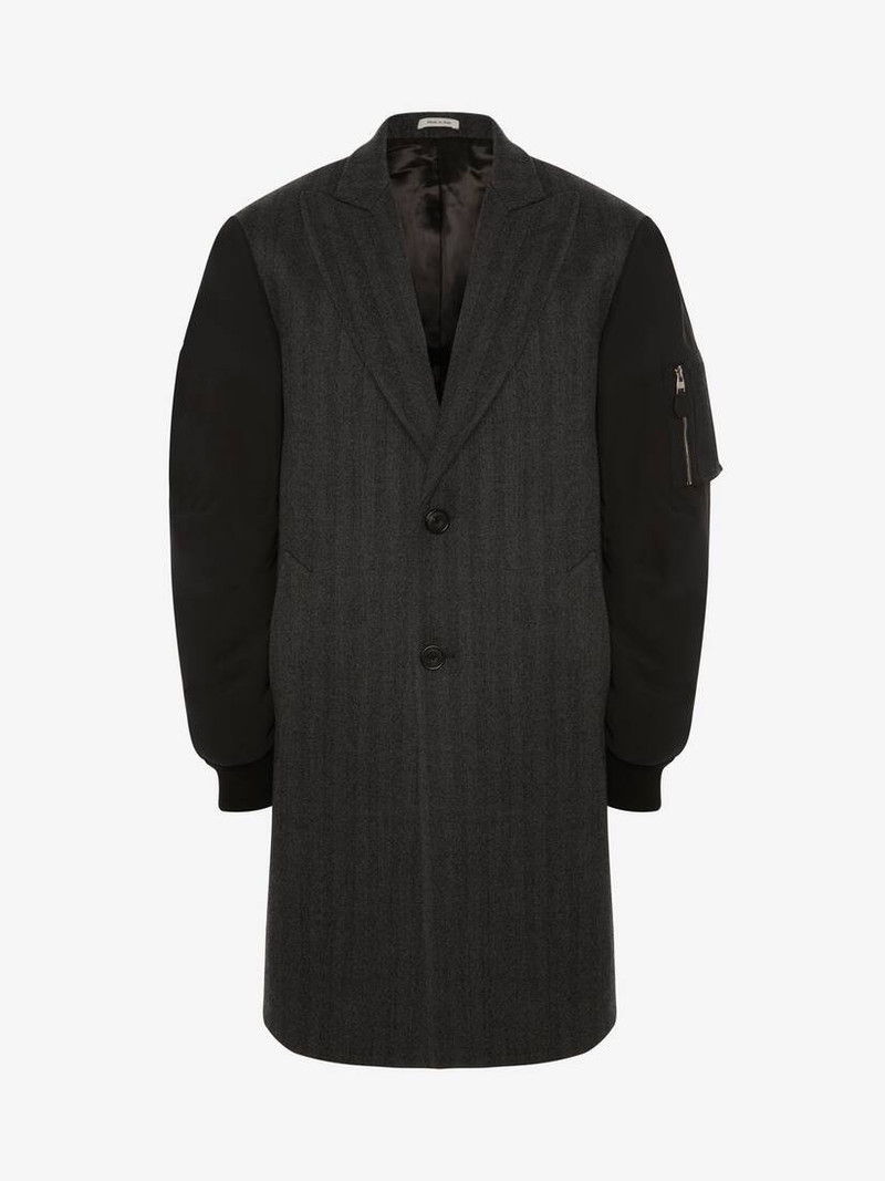 Oversize Parka Sleeves Tailored Coat in Grey - 1