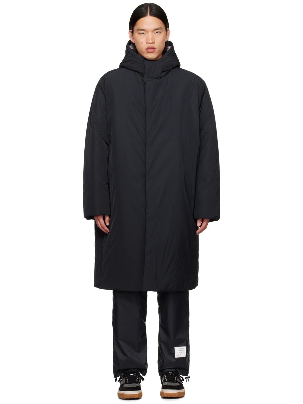 Black Tech Hooded Down Jacket - 1