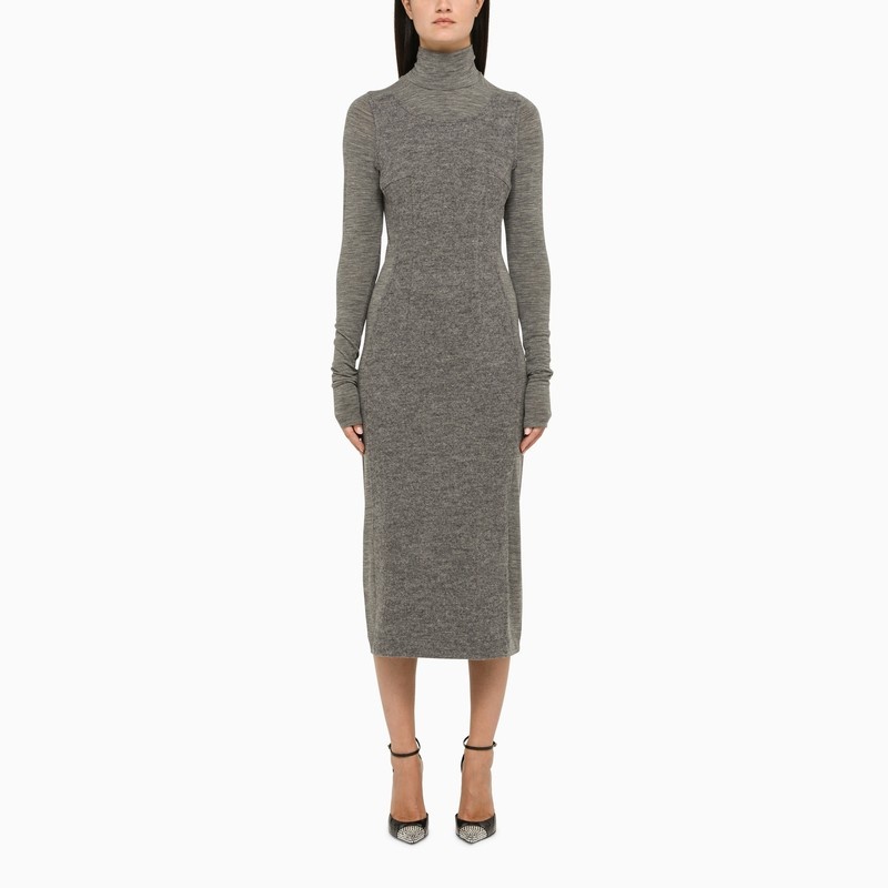 Grey knit midi dress - 1