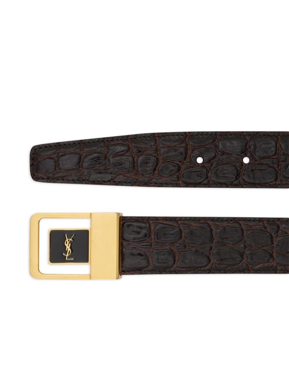 logo-buckle crocodile-embossed belt - 2