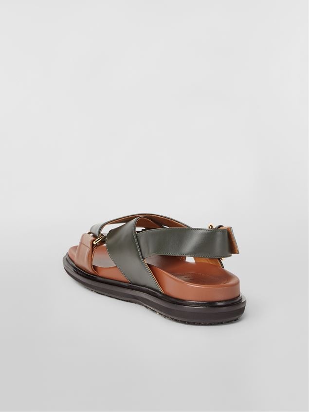 CRISS-CROSS FUSSBETT IN BLUE AND BROWN CALFSKIN - 3