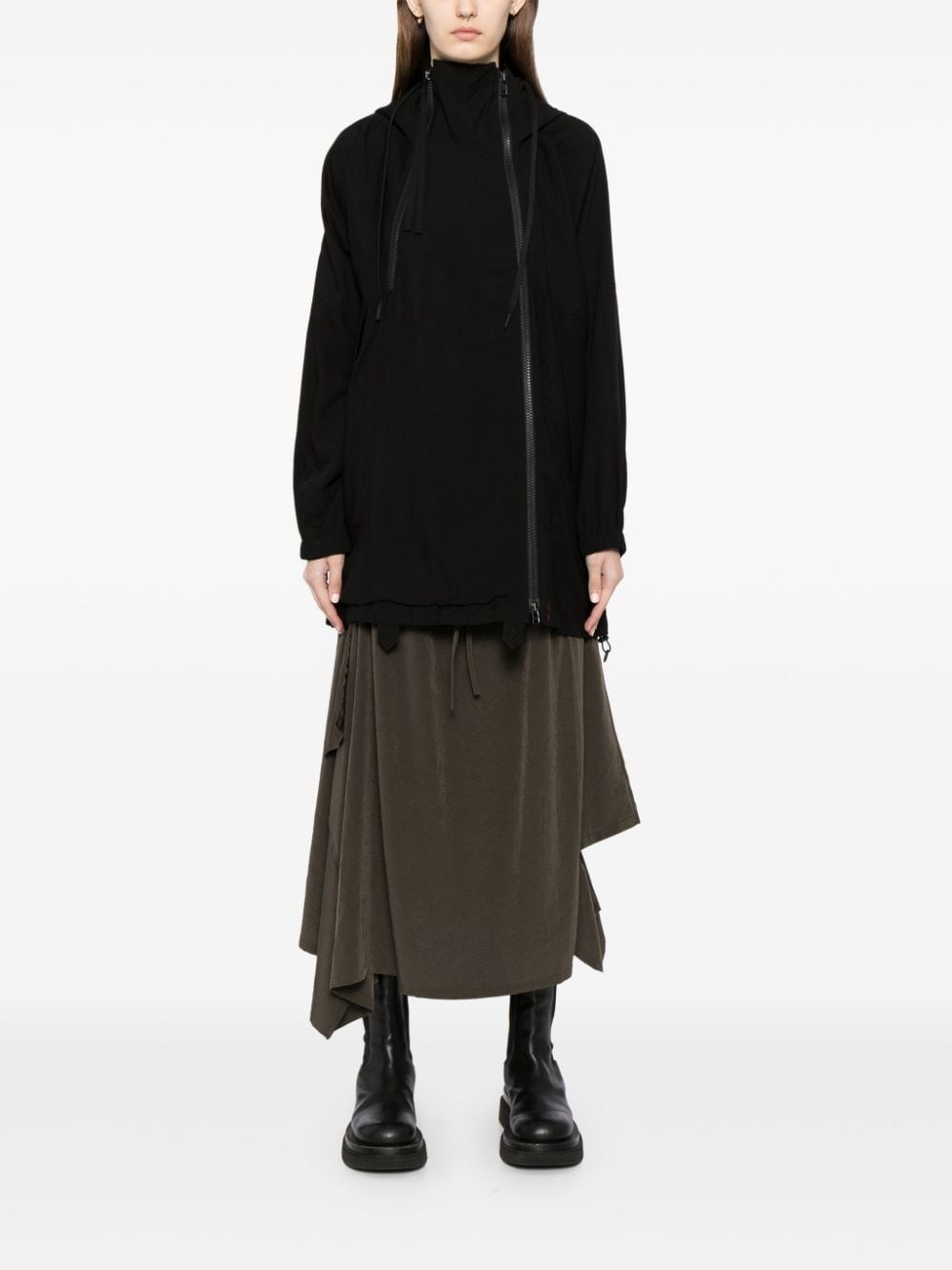 asymmetric hooded jacket - 2