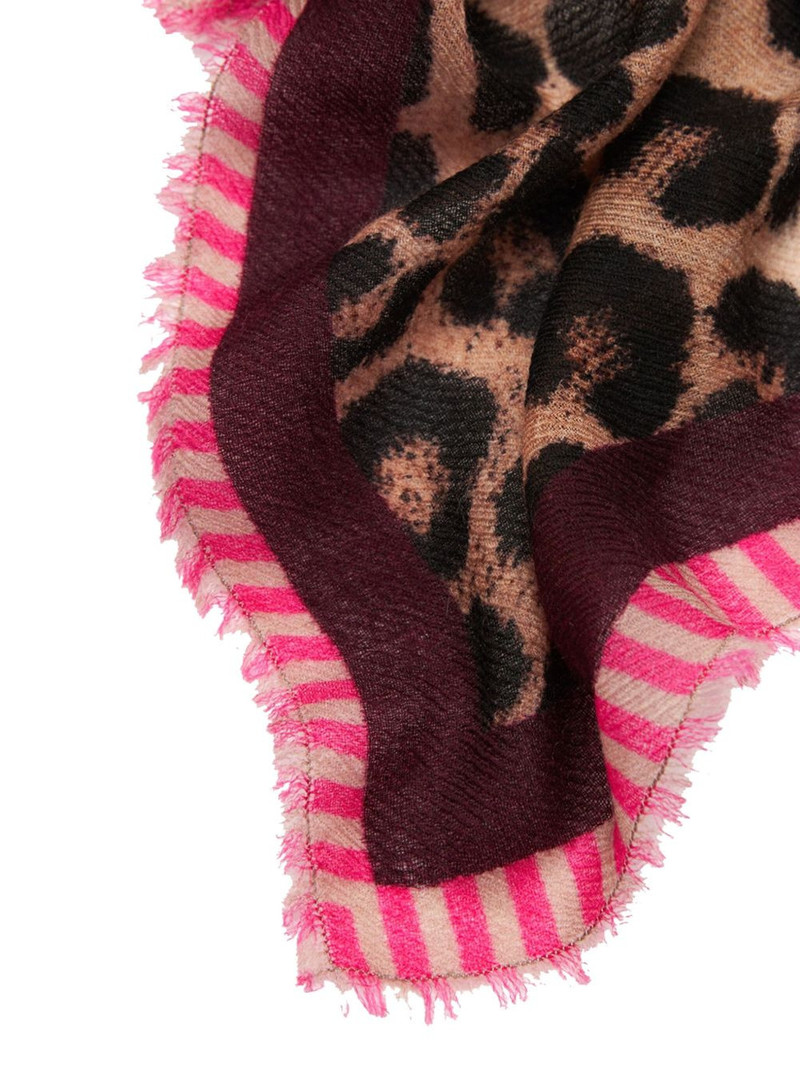 Faliero Sarti animal-print fringed scarf outlook