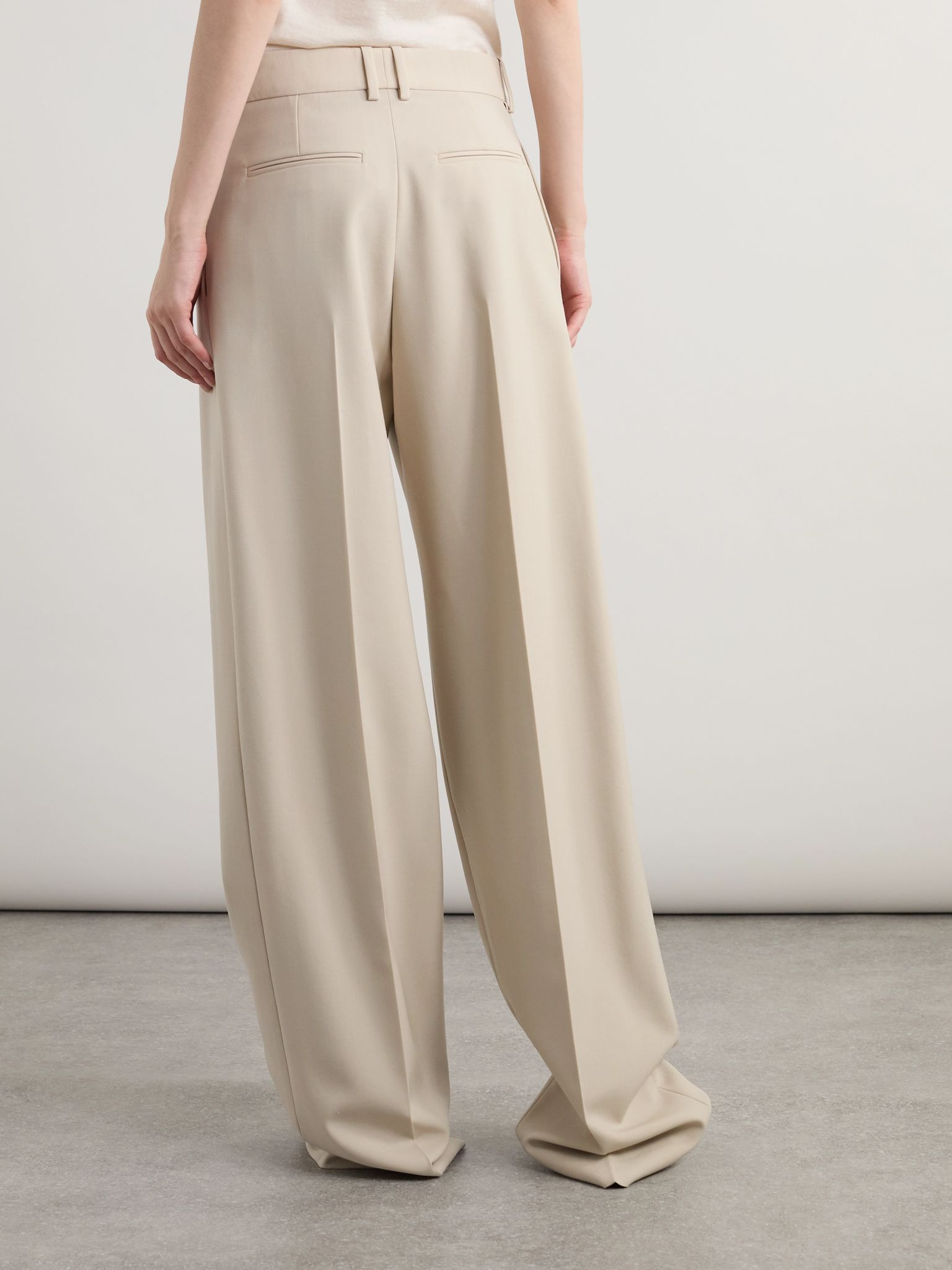 Pleated wool straight-leg pants Beige - 4