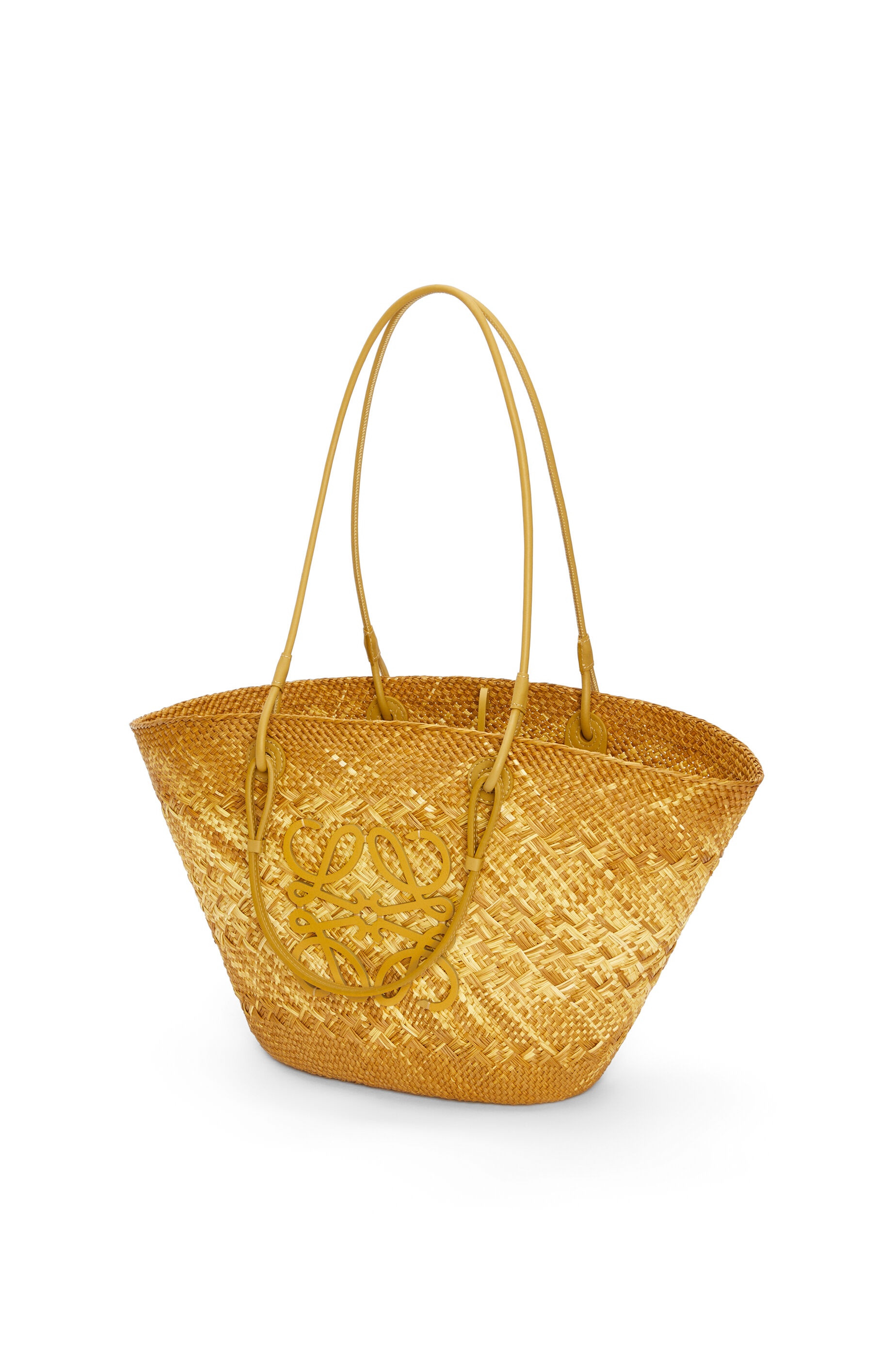 Anagram basket bag in iraca palm and calfskin - 3