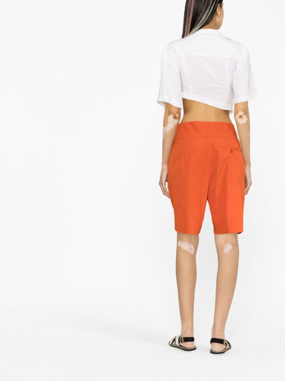high-waisted cotton shorts - 3