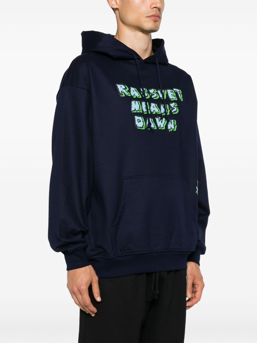 slogan-print cotton hoodie - 3