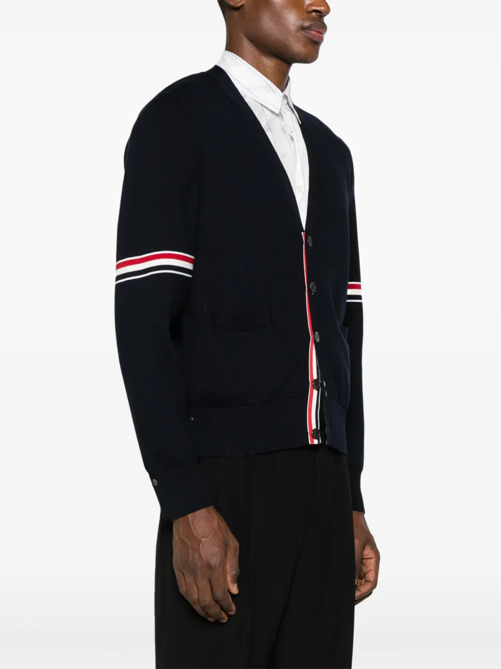Cotton Milano Stitch V-Neck Cardigan Men - 3