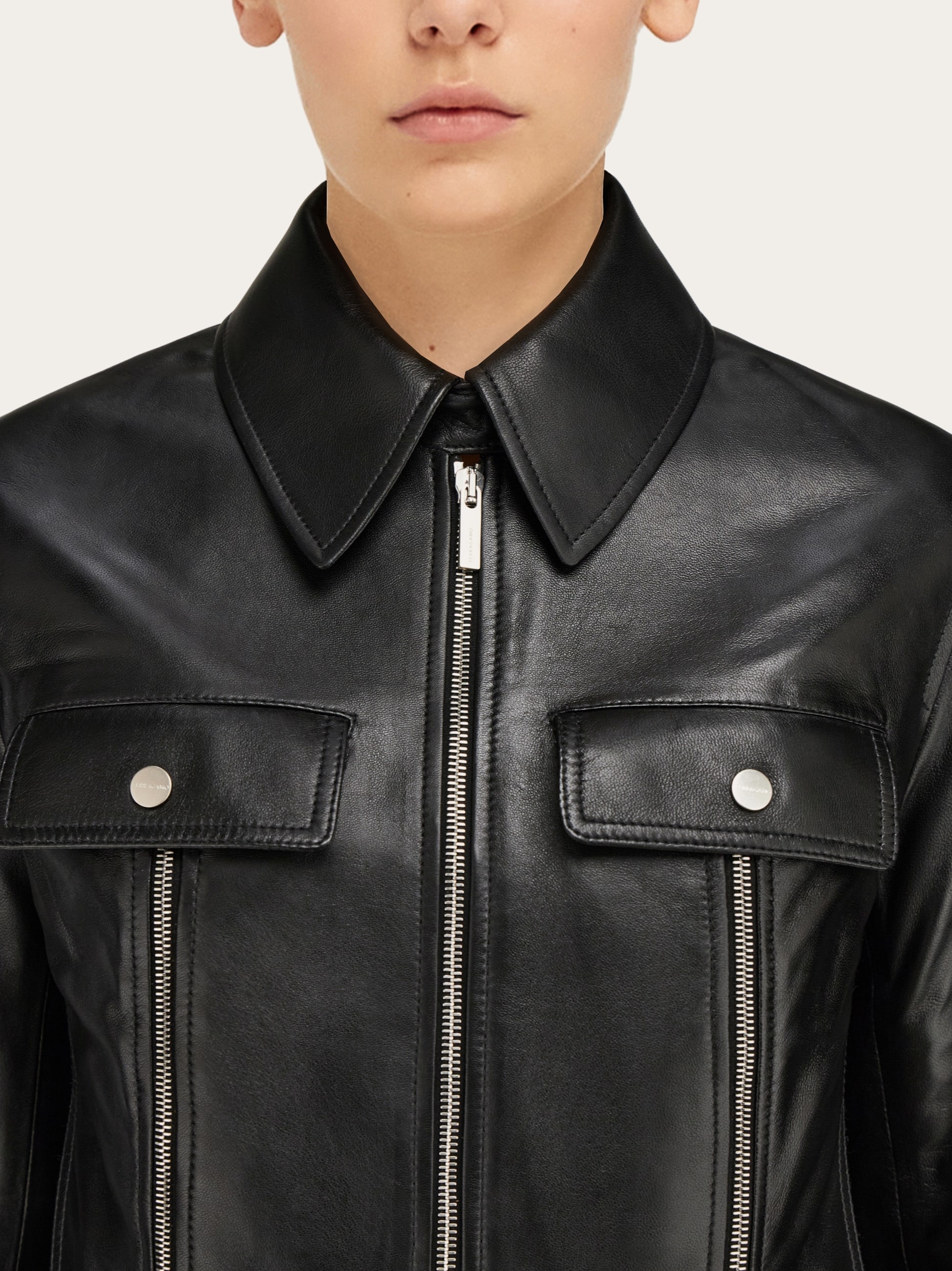 Biker jacket with vertical zip detail - 4