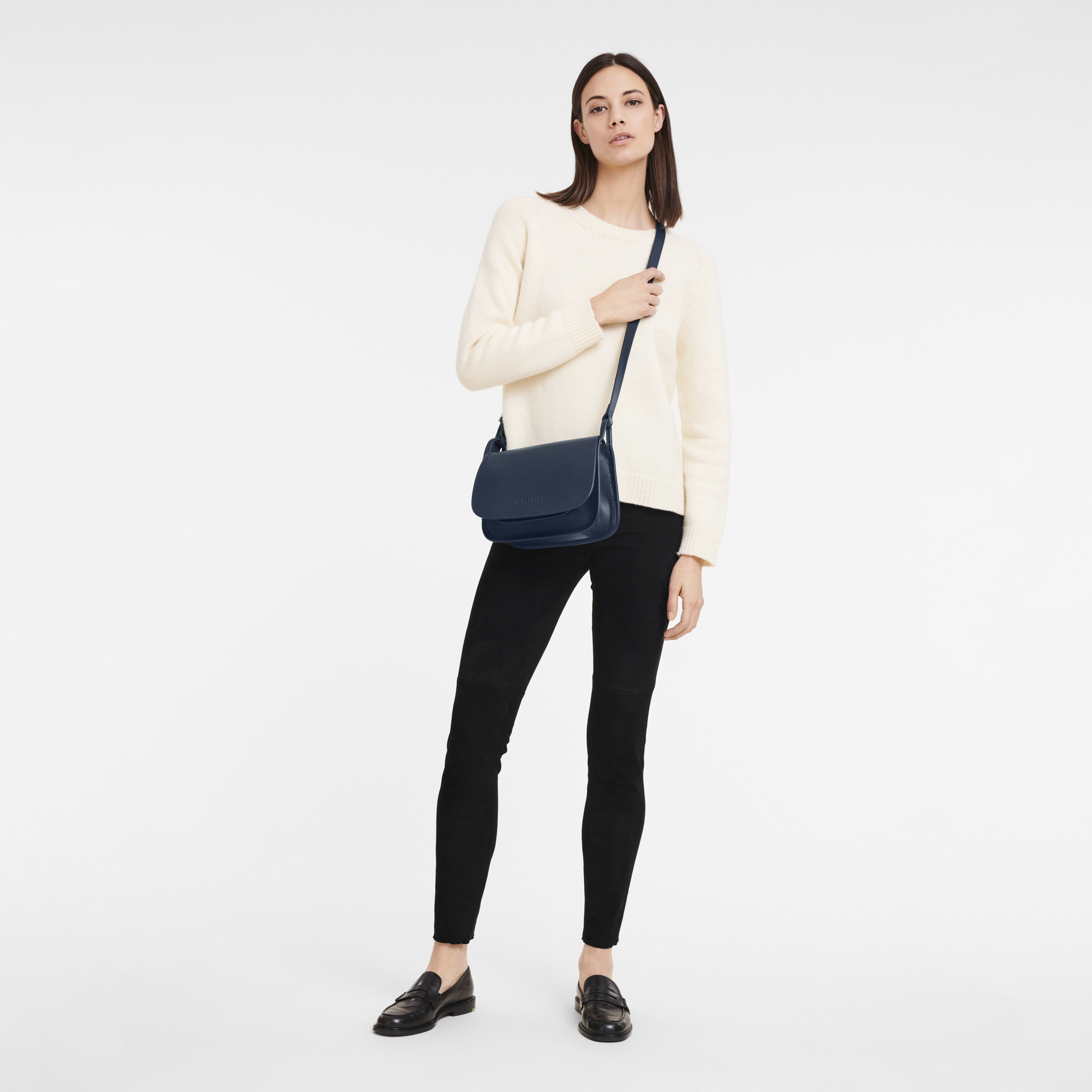 Le Foulonné S Crossbody bag Navy - Leather - 2