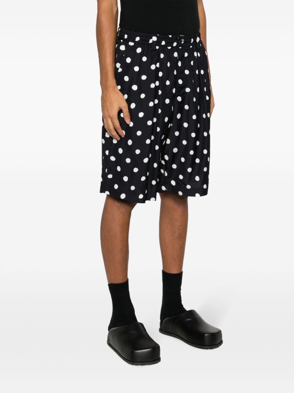 polka dot-print pleated bermuda shorts - 3
