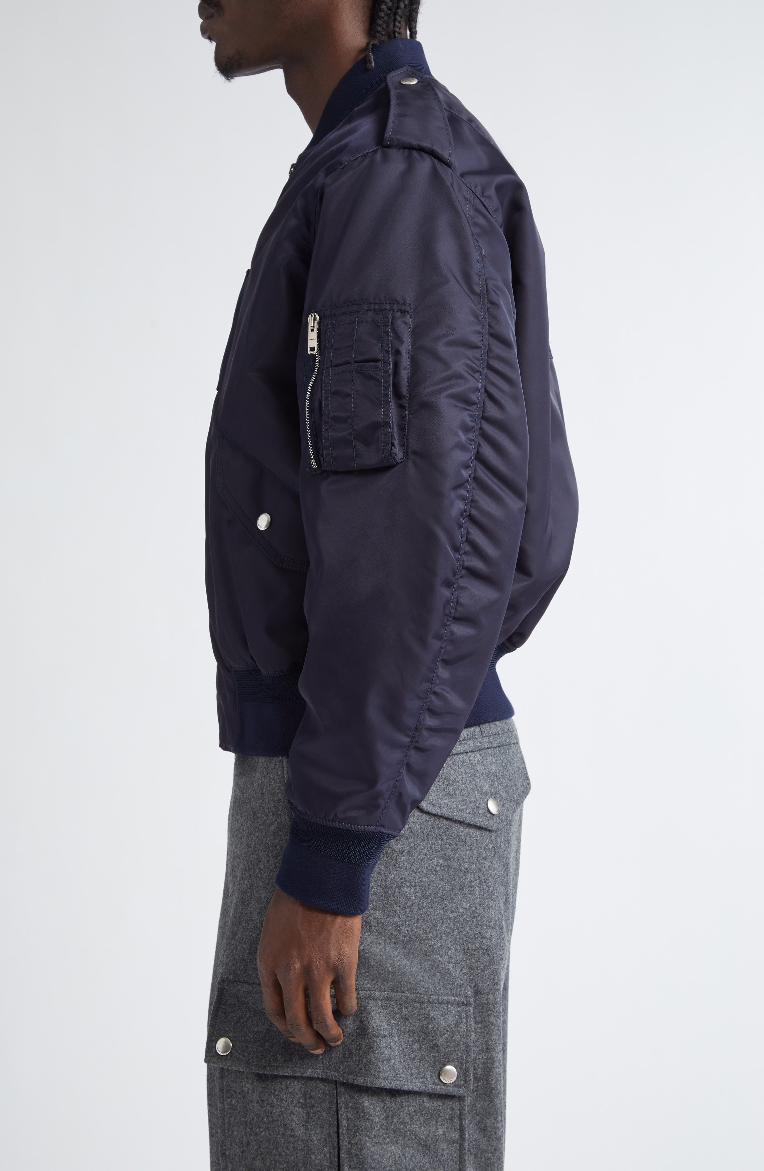 Givenchy Logo Medallion Bomber Jacket in Navy at Nordstrom - 4