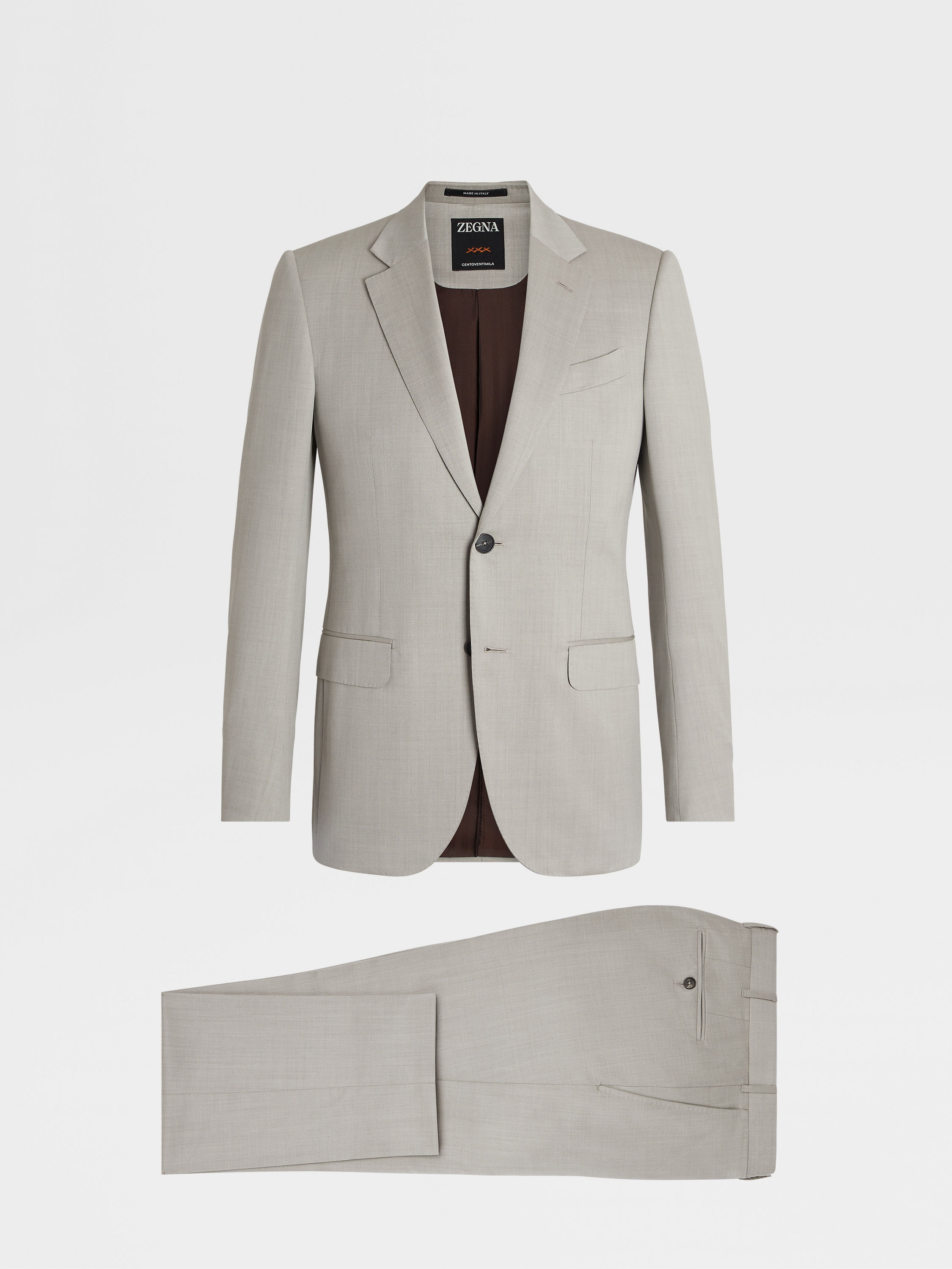 LIGHT TAUPE CENTOVENTIMILA WOOL SUIT - 2