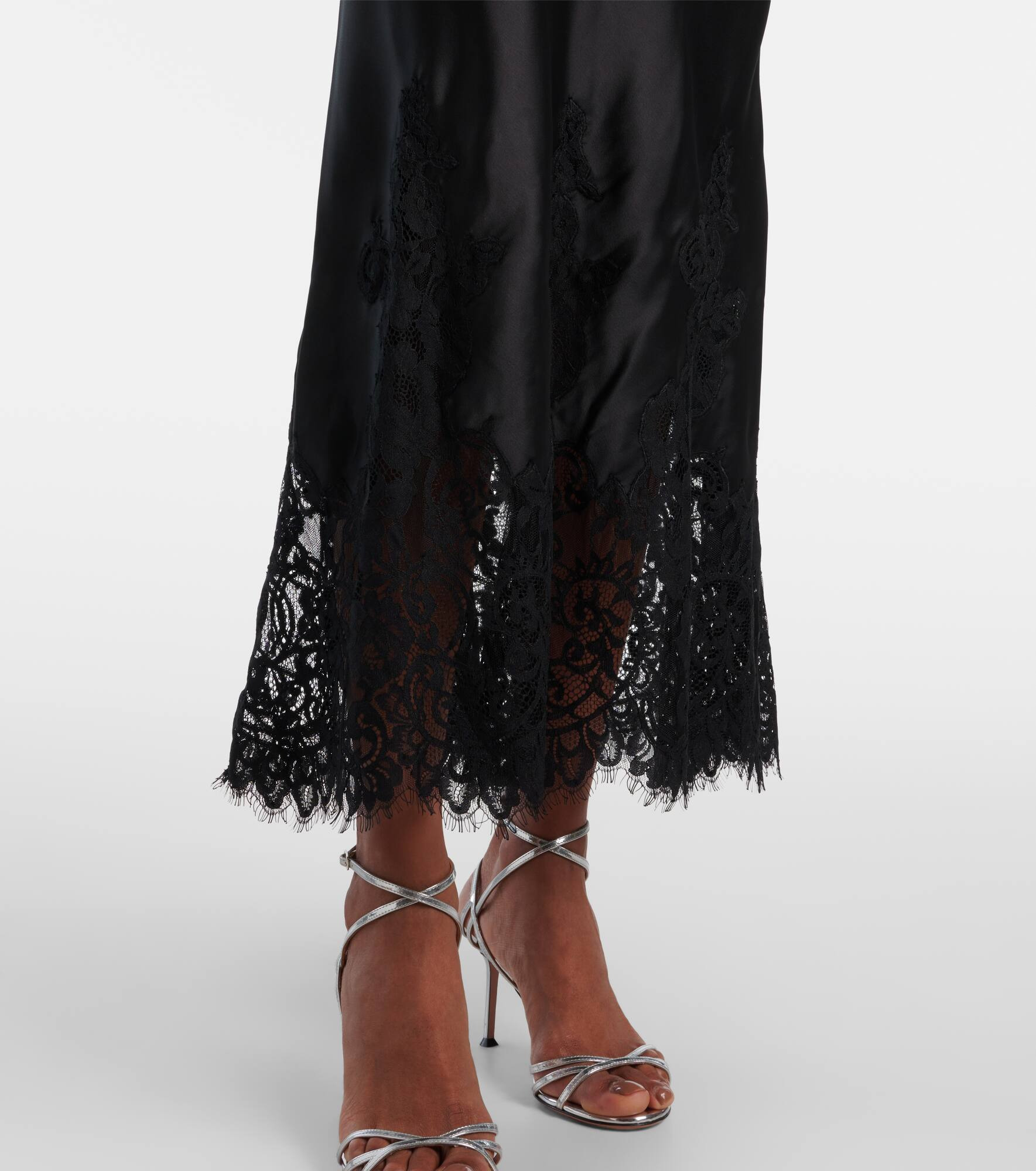 Tamera lace-trimmed satin slip dress - 5