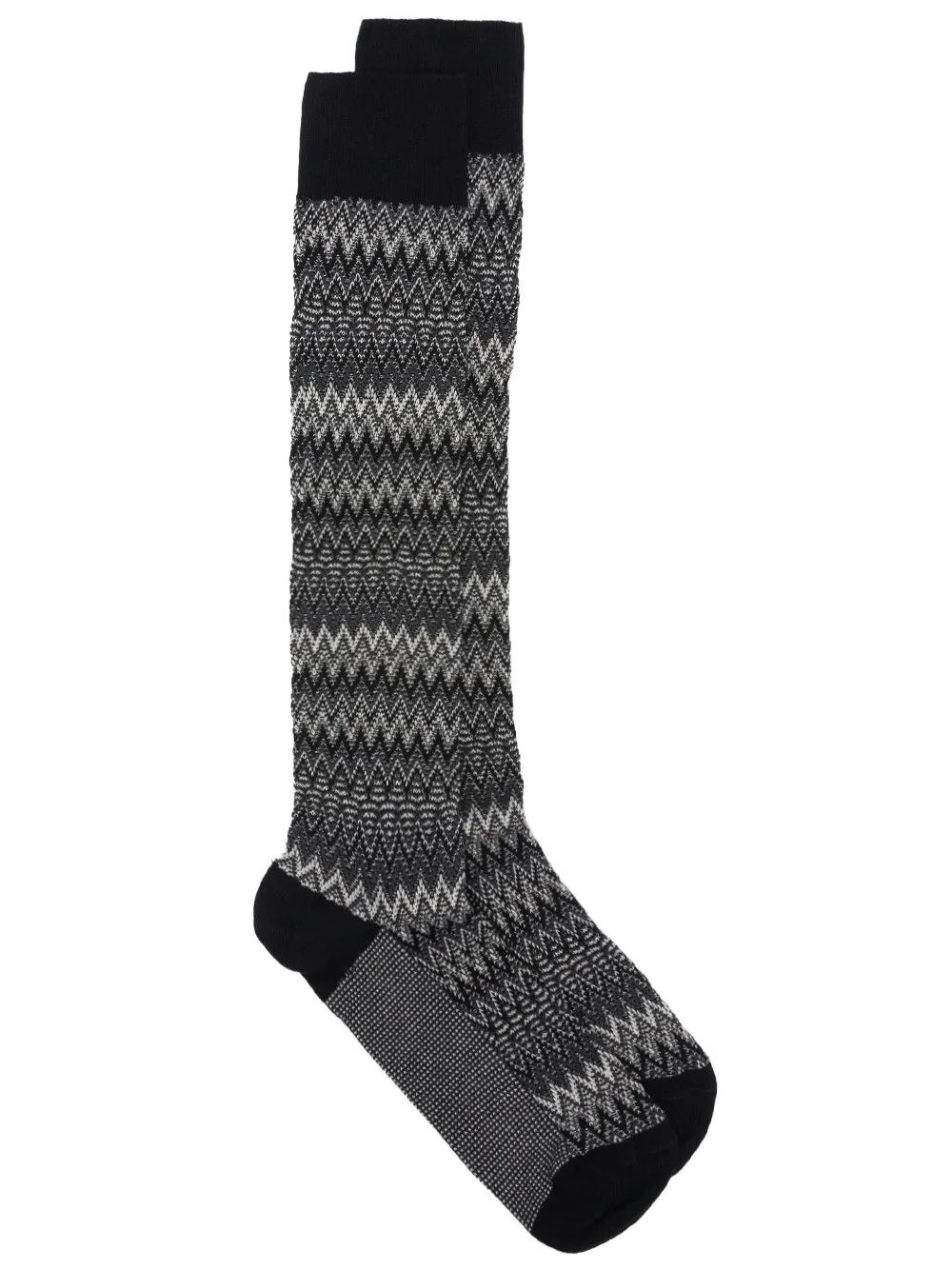 Zig-Zag Cotton Knee-High Socks - 1