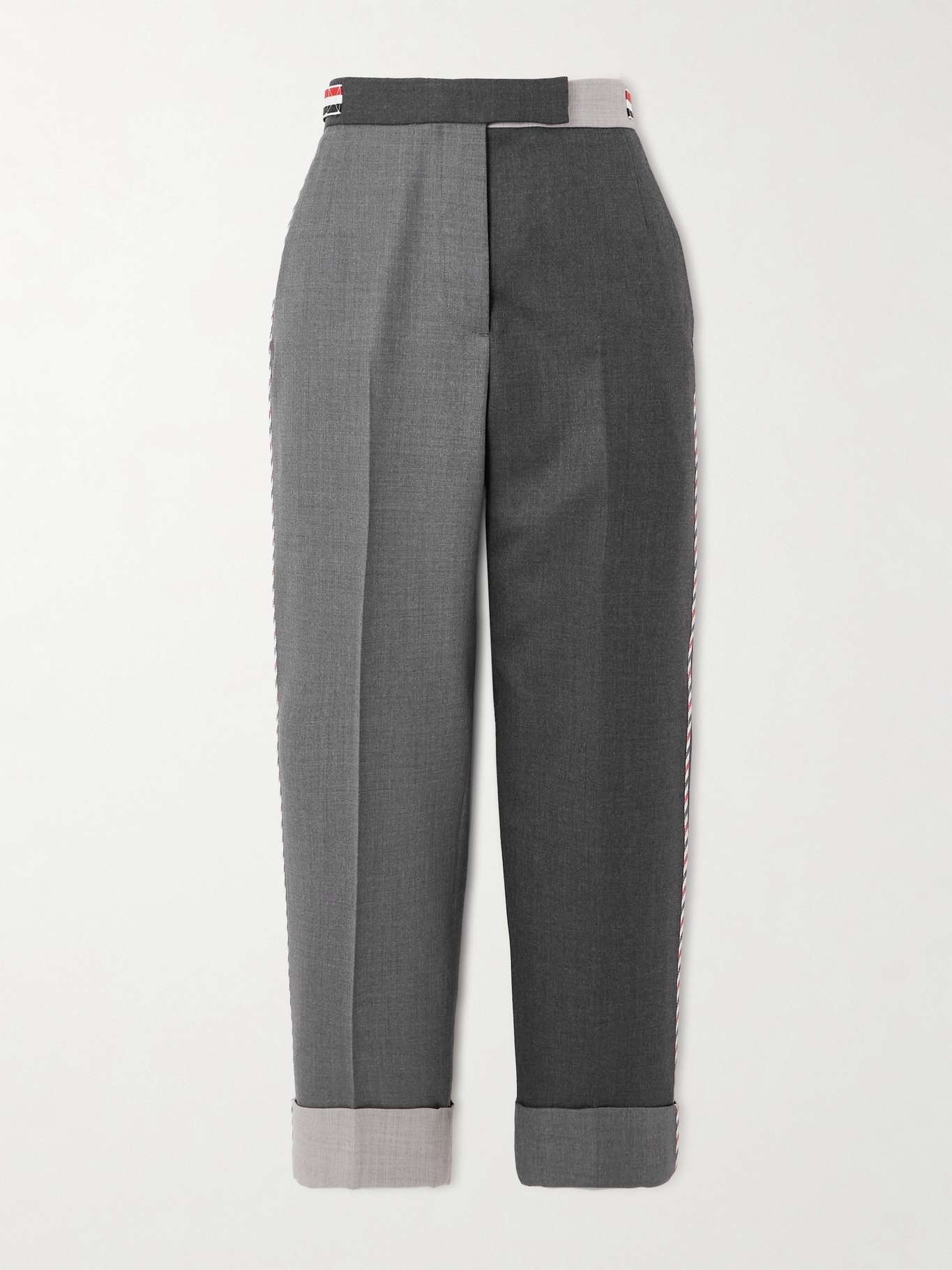 Color-block piped straight-leg wool pants - 1