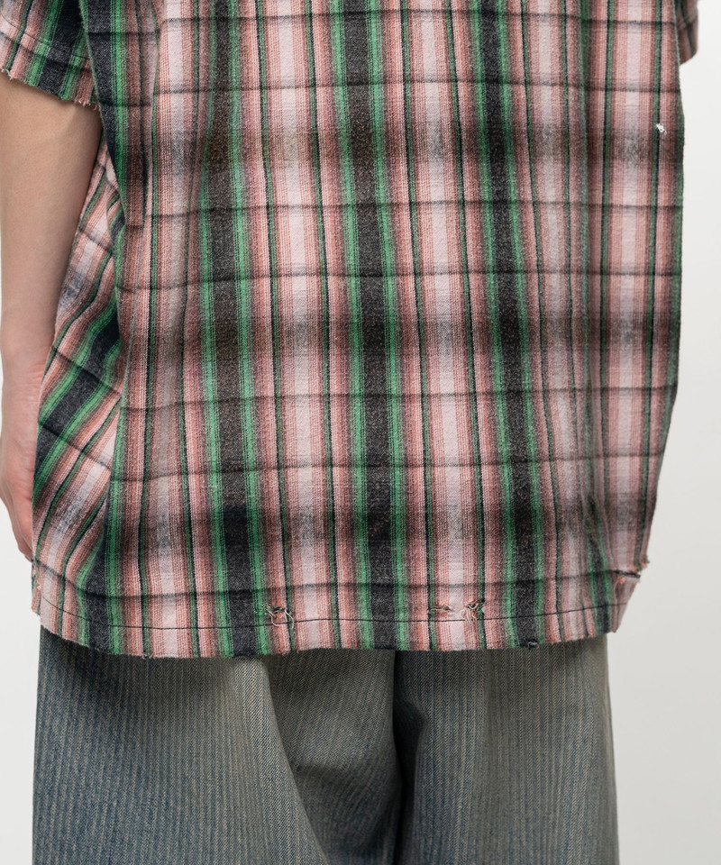 Embellished Sticker Short Sleeve Check Shirt 17